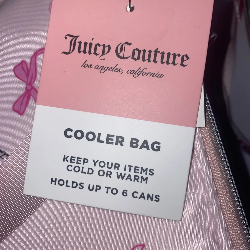 🎀🍒🩷NEW Juicy Couture Insulated Cooler Bag/ Lunch Box pink cherry Bows Hearts - Picture 8 of 10